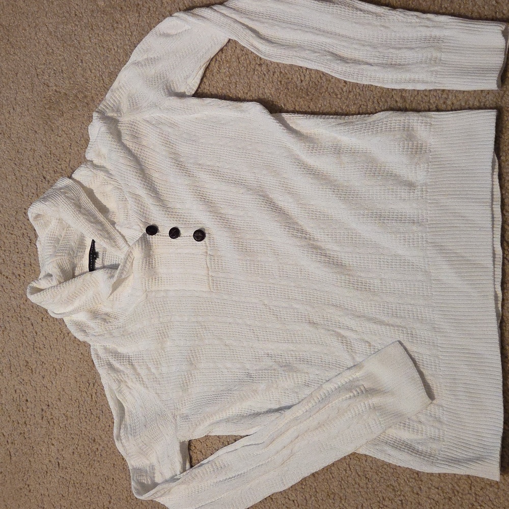 White Ribbed Sweater, Size Small
